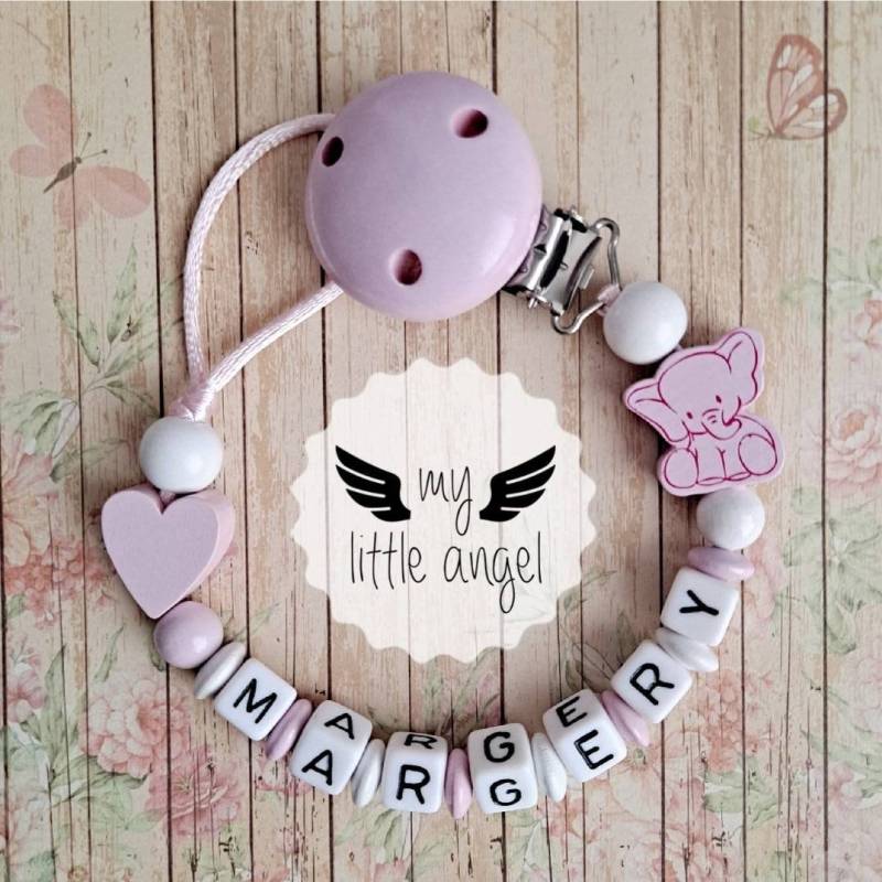 Schöne Personalisierte Schnullerkette Baby Junge | Mädchen Unisex Süßer Elefant Blau/Grau/Rosa Baby-Dusche-Geschenk Mam von Etsy - MyLittleAngelGB