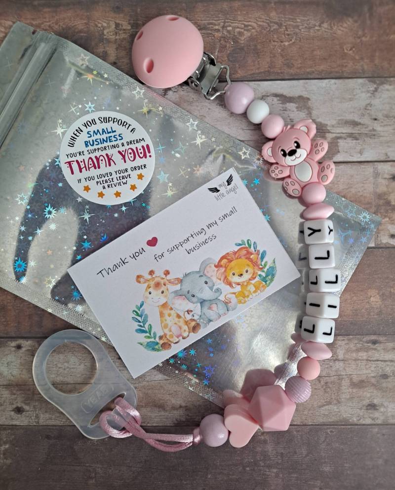 Wunderschöne Silikon Schnullerkette | Kleiner Bär Personalisiertes Geschenk Baby Mädchen Junge Babyparty Mam Handgefertigt von Etsy - MyLittleAngelGB