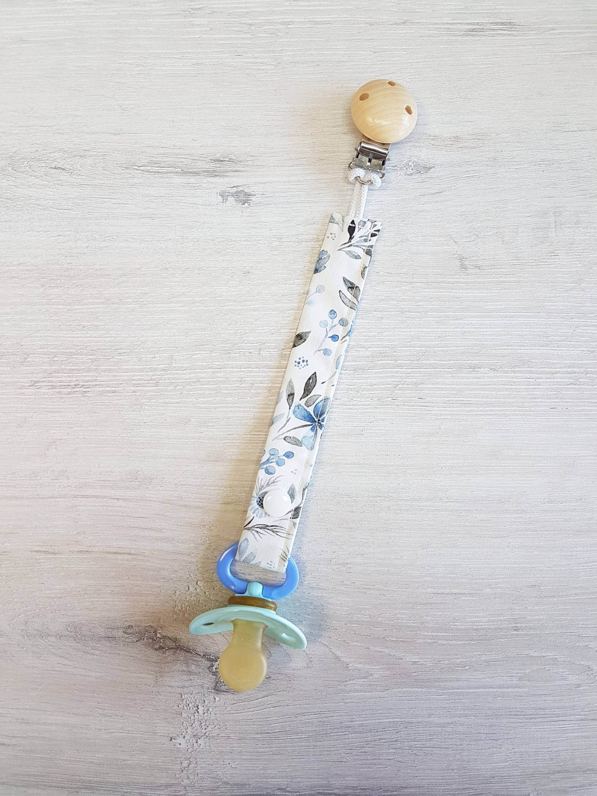 Schnullerband Personalisierbar Und Waschbar Mit Clip/Schnullerbändchen Baumwolle Blumen Blau Floral von Etsy - MyMarelle