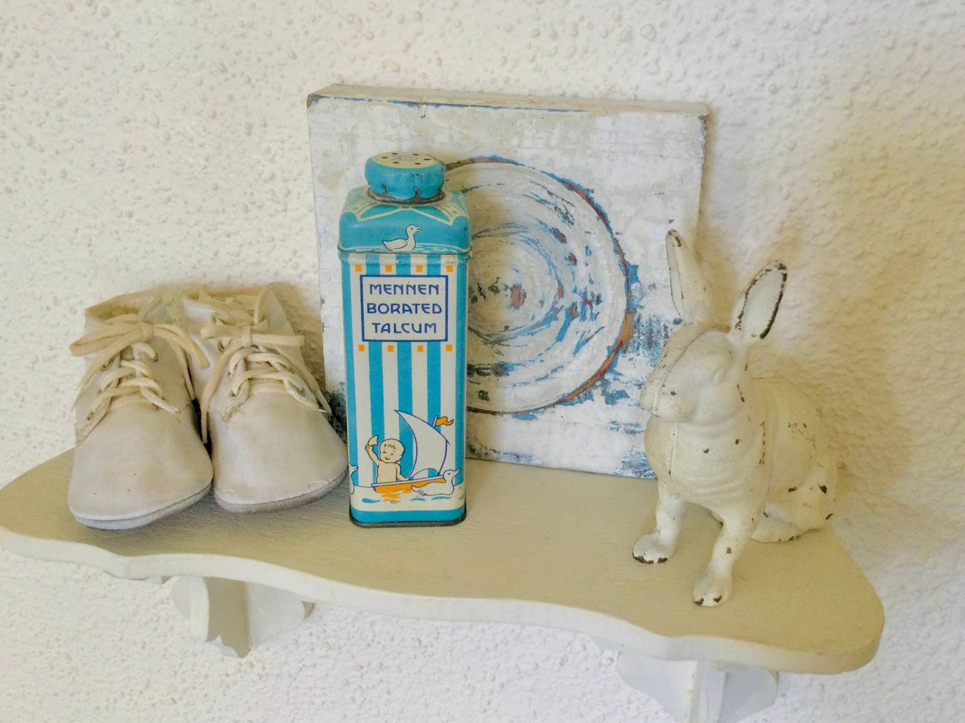 Voll Vintage Baby Puder Mennen Talcum Dose Aqua Blau Mit Segelboot, Badezimmer Eitelkeit von Etsy - Mymillienroses