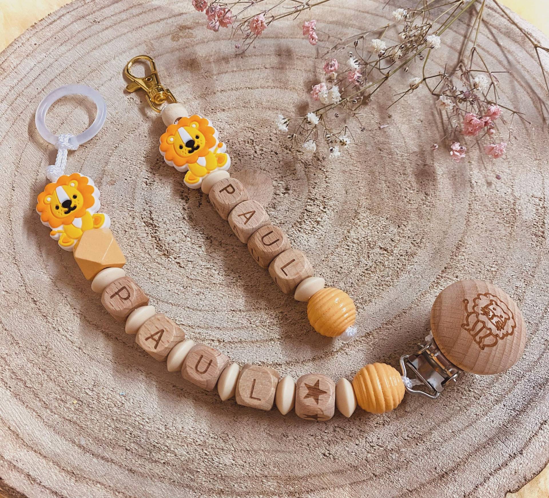 Schnullerkette Löwe Mit Namen Optional Schlüsselanhänger Geburt Baby Geschenk Geschenkset Personalisiert von Etsy - NadinesRegenbogen