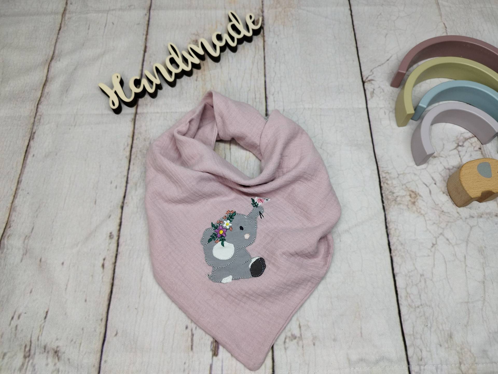 Halstuch Musselin, Elefant, Rosa, 0-7 Jahre von Etsy - NaehtanteChristina