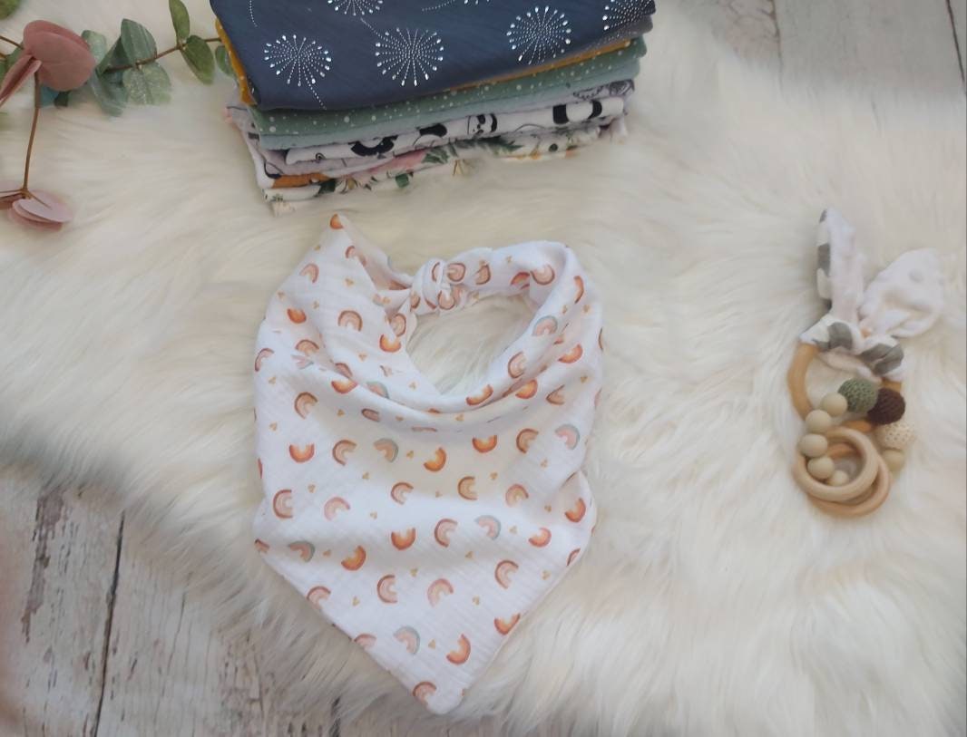 Halstuch Musselin, Regenbögen, Weiß Halstuch Musselin, Regenbögen, Weiß von Etsy - NaehtanteChristina