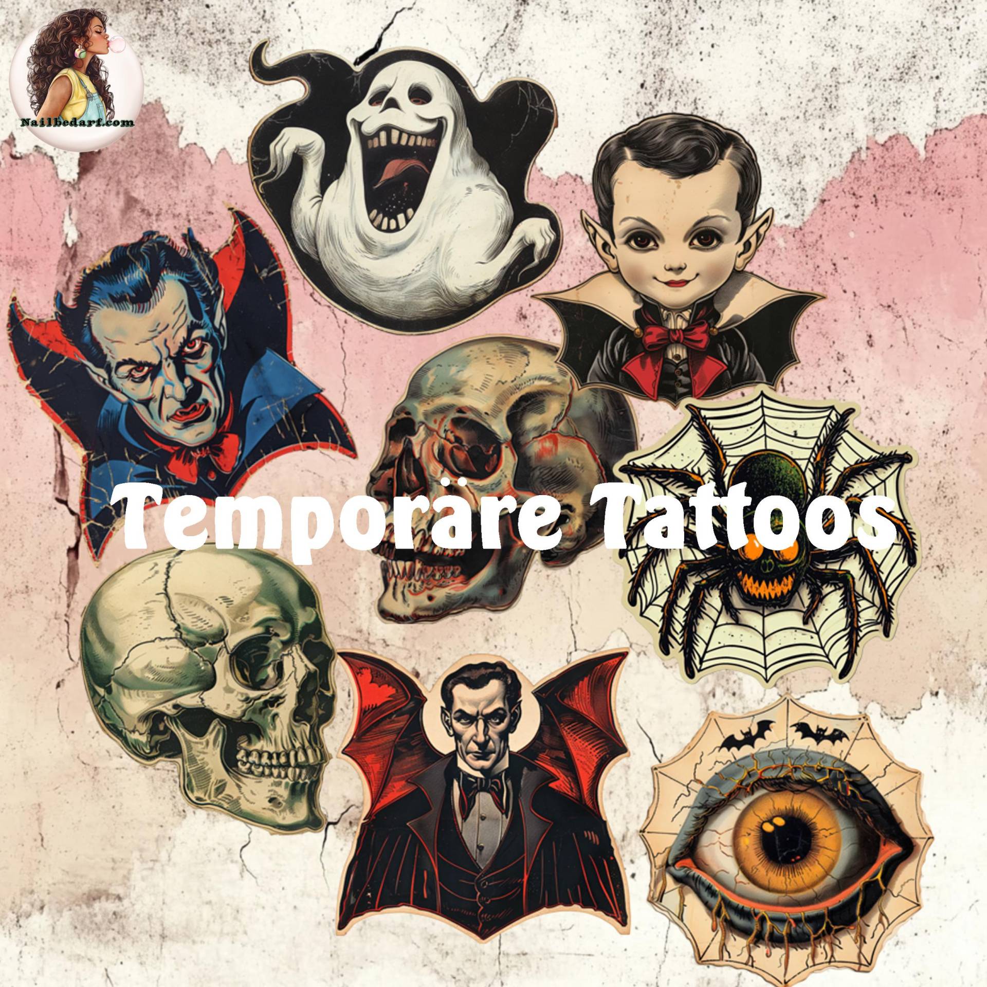 Gruselfaktor Kleine Temporäre Tattoos, Halloween Tattoo, Party-Tattoo von Etsy - Nagelsticker