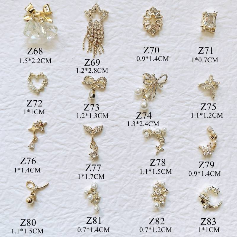 1 Stück Luxus Gold Zirkon Stein Verschiedene Formen Bogen Stern Mond Deco Metall Charms Nail Art Z68-83 von Etsy - NailAngel2019