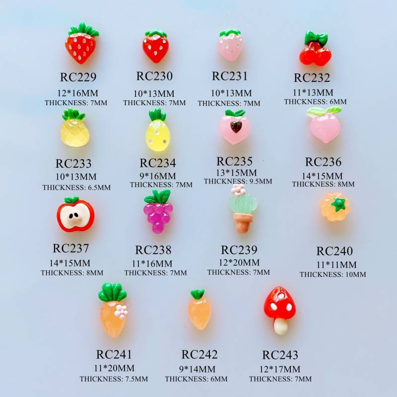 30 Stück/Tasche Cartoon Nail Art Big Size Obst Dekoration Erdbeer Pfirsich Ananas Apfel Deko Rc229-243 von Etsy - NailAngel2019