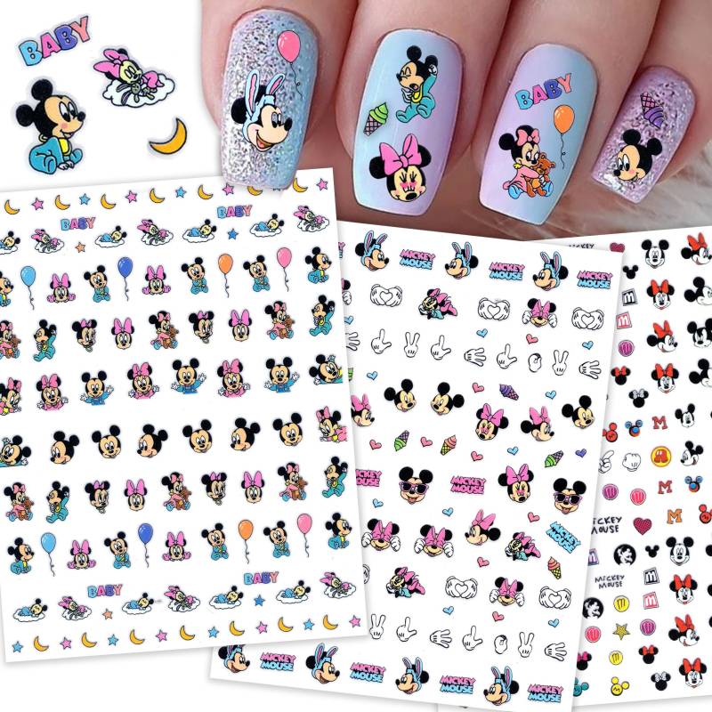 3 Blatt Baby Mickey Minnie Niedliche Nail Art Aufkleber | Party Gender Reveal Nails Selbstklebende Nagelabziehbilder von Etsy - NailQueenNYC