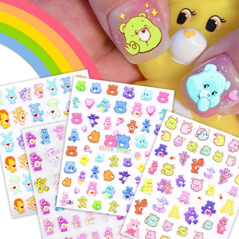 4 Bögen Niedliche Regenbogen Bubble Bear Nail Art Sticker von Etsy - NailQueenNYC