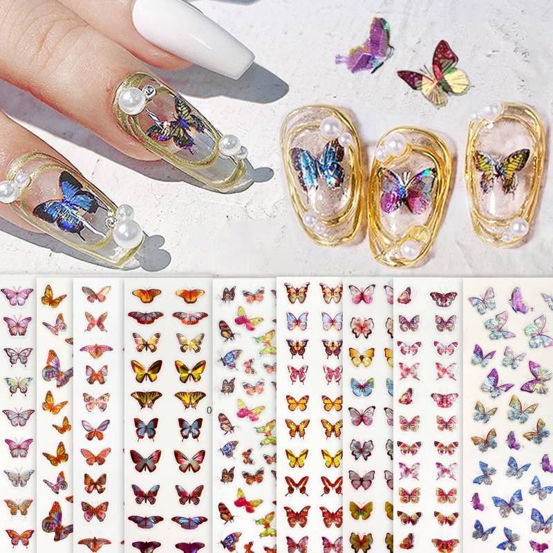 9 Blatt Laser Butterfly Nail Art Sticker von Etsy - NailQueenNYC