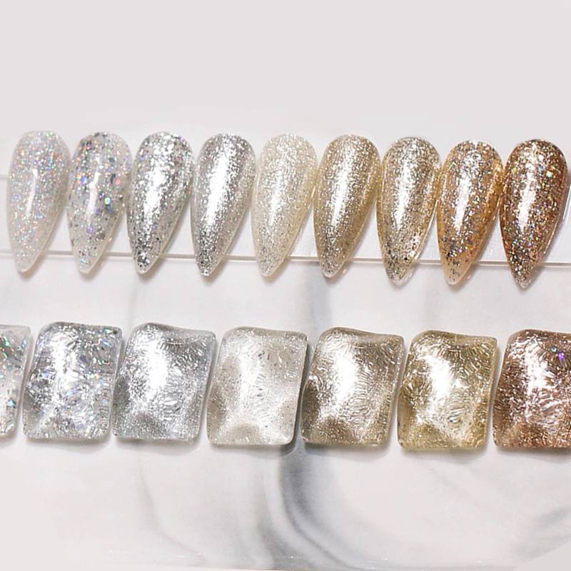 9 Shades Celebrity Shine Gel Nagellack 8Ml - Sparkly Champagne Gold & Silber Farben | Uv/Led-Lampe Erforderlich Rose Schneewittchen Glitzer von Etsy - NailQueenNYC