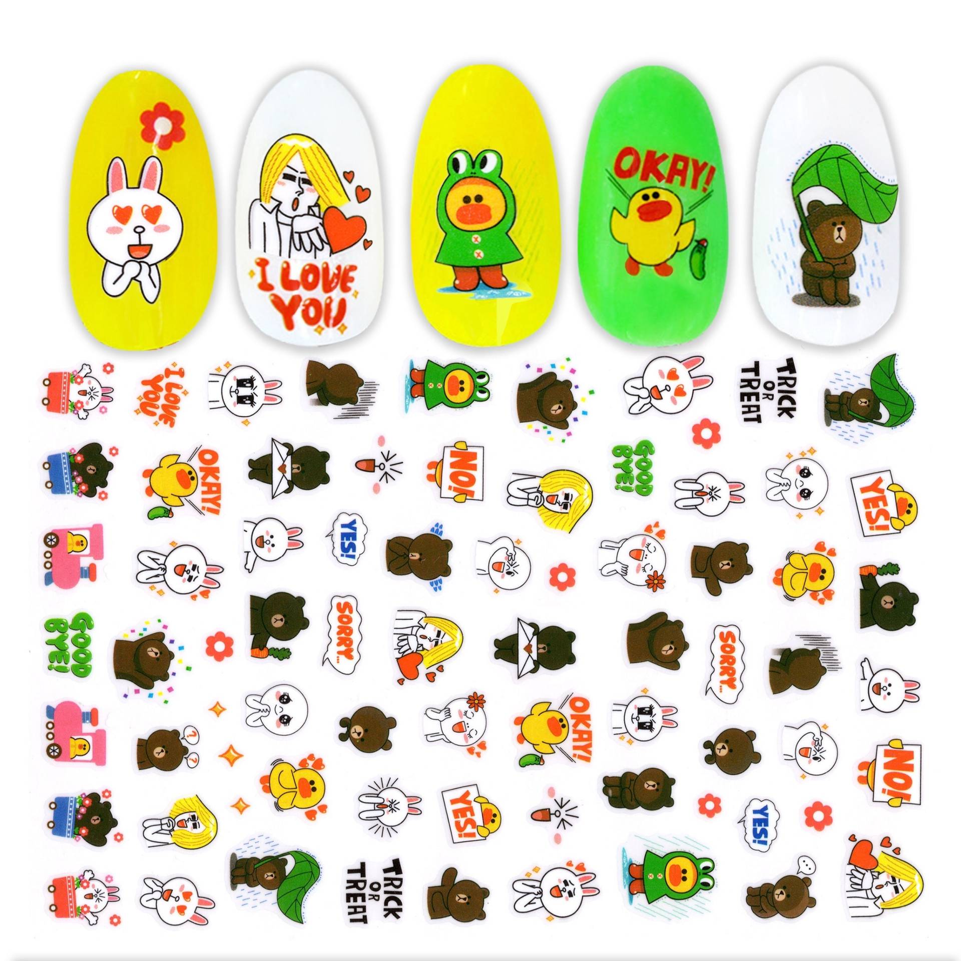 Brown Bear & Friends Cony, Moon Und James Nail Art Sticker von Etsy - NailQueenNYC