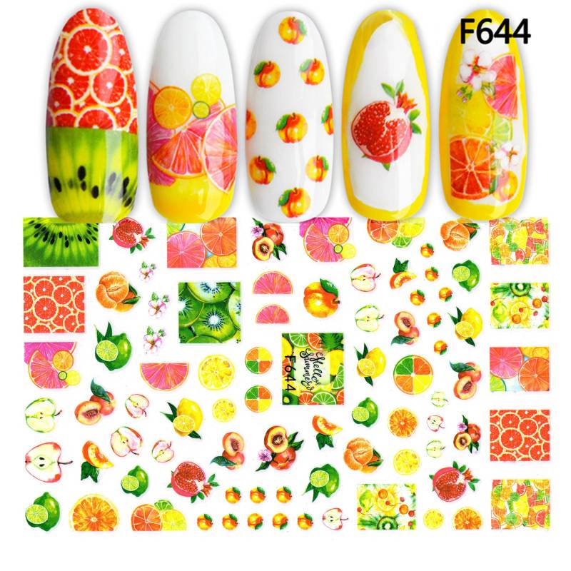 Bunte Summer Vibes Fruit Nail Sticker | Orange Peach Kiwi Apfel Grapefruit Nagel Decals Selbstklebende Wraps Nagelfolien von Etsy - NailQueenNYC