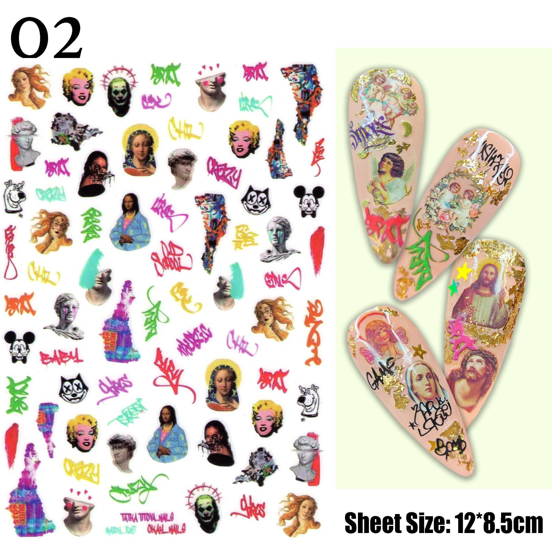 Classic Meets Pop Art Nail Sticker #02 | Street Graffiti Clip Mona Lisa Venus Joker Nägel Selbstklebende Ultradünne Nagelabziehbilder von Etsy - NailQueenNYC