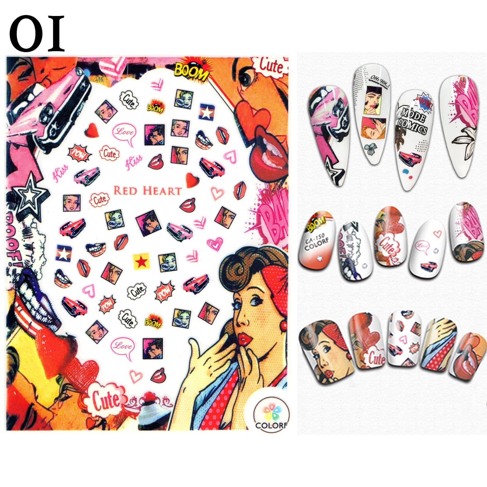 Comic Pow Nailart Sticker | Selbstklebende Nagel Aufkleber Pop Art Wow Text Box Spaß Buch Retro American Girl Power Nail Design -#01 von Etsy - NailQueenNYC