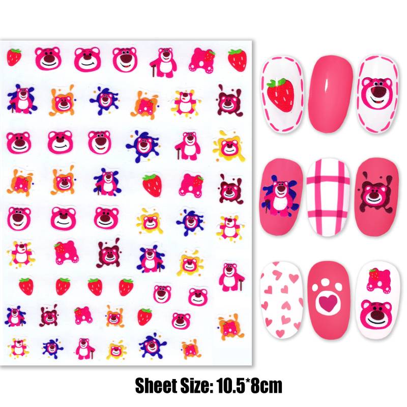 Erdbeer Pink Bear Lotso Nail Art Sticker von Etsy - NailQueenNYC