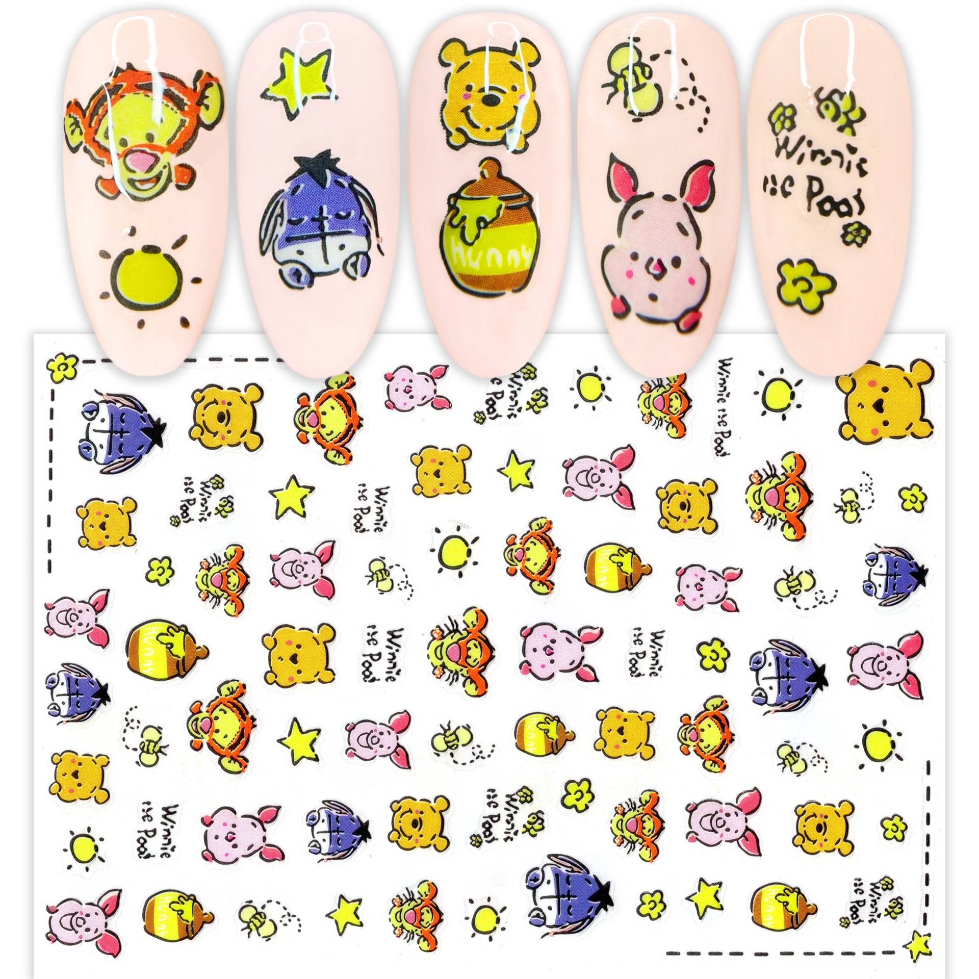 Honig Bär Pooh Nail Art Sticker | Selbstklebende Ultradünne Nagelabziehbilder Drücken Sie Auf Die Nägel von Etsy - NailQueenNYC