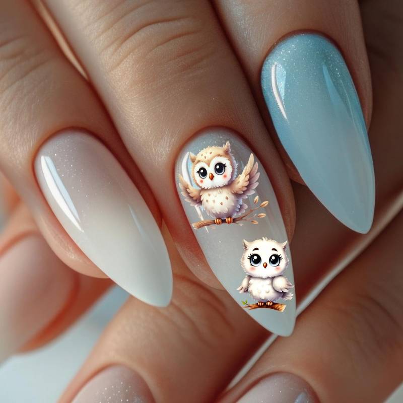 Eulen Nageltransfer Vogel Nagelkunstaufkleber Wildtier-/Natur Nagelaufkleber Nailart, Nagel Abziehbilder von Etsy - NailbedarfBerlin