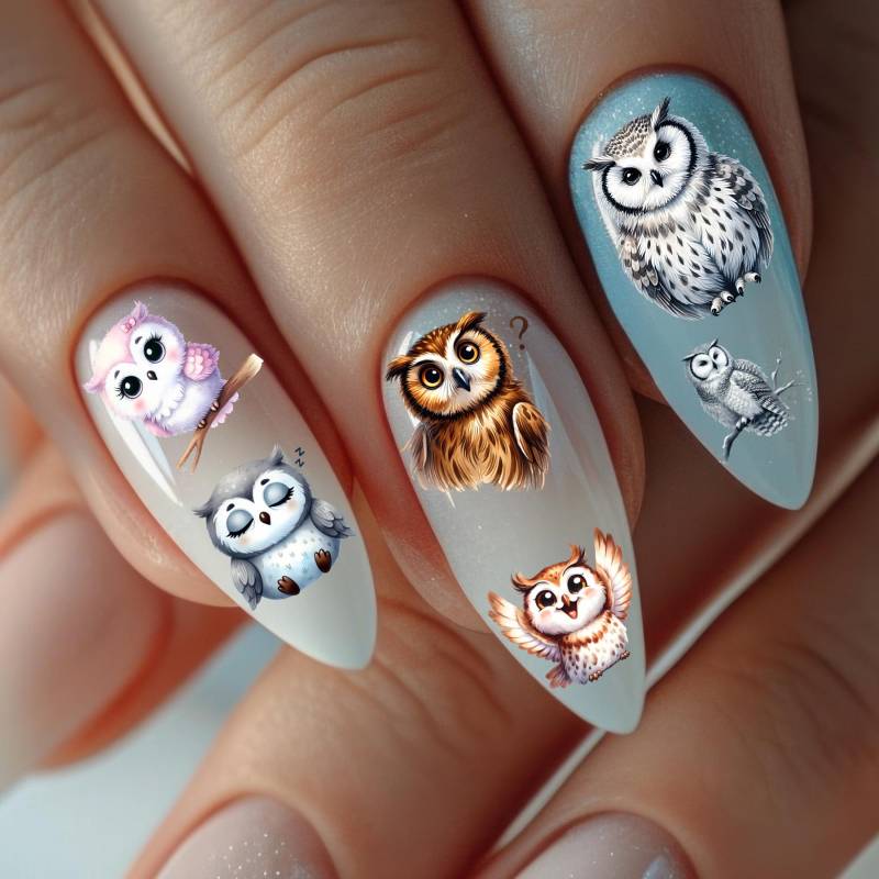 Eulen Nageltransfer Vogel Nagelkunstaufkleber Wildtier-/Natur Nagelaufkleber Nailart, Nagel Abziehbilder von Etsy - NailbedarfBerlin