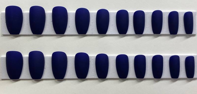 Matte Dark Navy Blau Medium Coffin Drücken Sie Auf Den Nagel Kit von Etsy - NailditbyTara