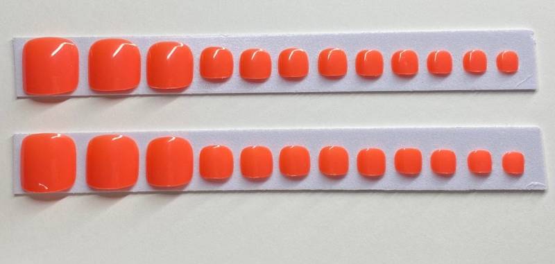 Orangefarbene Presse Auf Zehennagel von Etsy - NailditbyTara