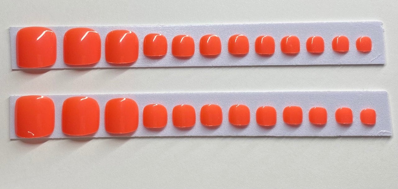 Orangefarbene Presse Auf Zehennagel von Etsy - NailditbyTara