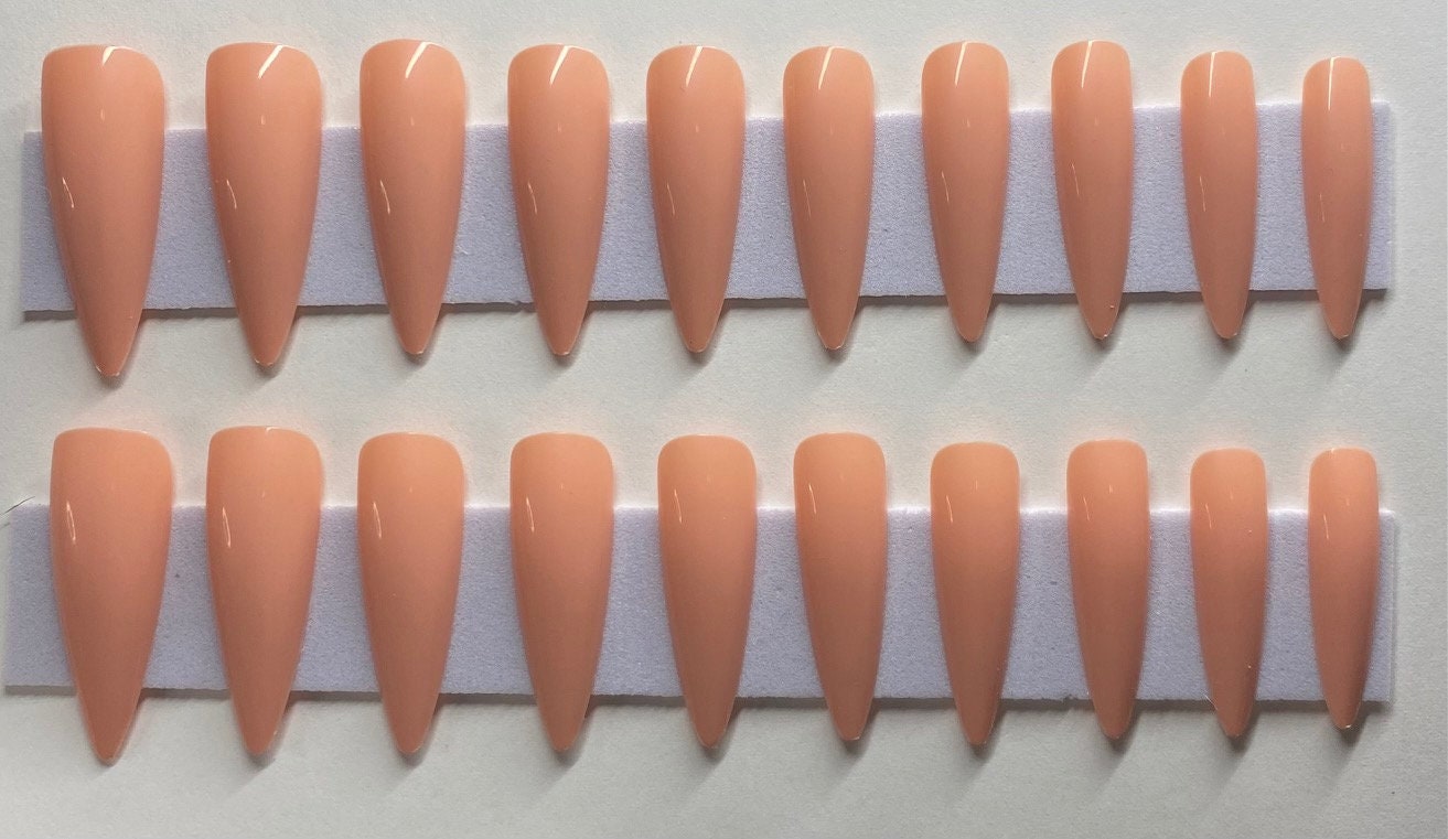 Pfirsich, Koralle, Hellorange Xl Stiletto Press On Nail Kit von Etsy - NailditbyTara