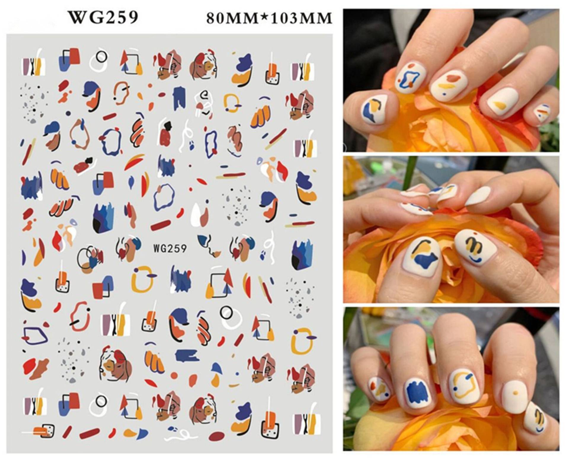 Abstrakte Figuren Polka Dots Miley Gesicht Emoji Gänseblümchen Regenbogen Einhorn Ei Pastell Malerei Marmor Extra Dünne Selbstklebende Nagelaufkleber von Etsy - NailsArtDesign