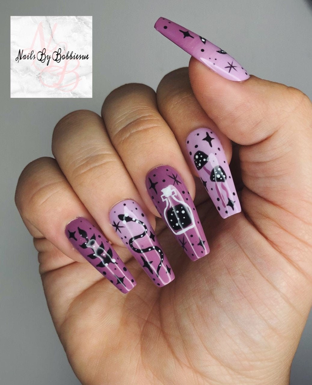 Halloween/Witch Press On Nägel Künstliche Wiederverwendbare Selbstgemachte von Etsy - NailsByBobbiesue