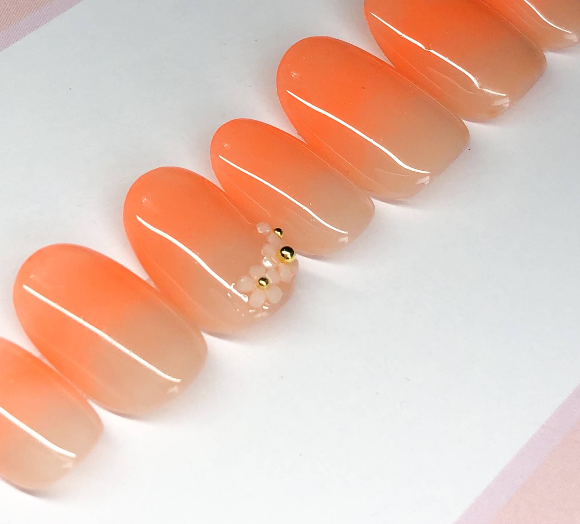 Oranges Ombré || Luxus Press On Nails Apres Gel X von Etsy - NailsXLucia