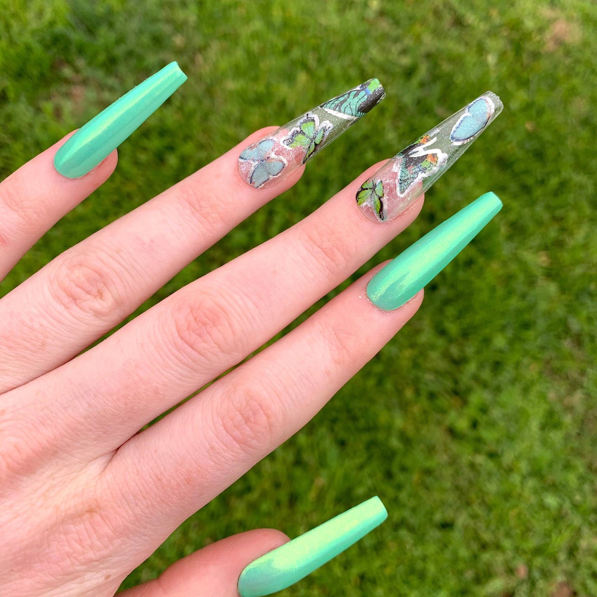 Mariposa Mintdrücken Sie Auf Nägelstick Nägelwiederverwendbare Nägelschmetterling Drücken Nägelchrom Nägelmint Nägelfalsche Nägelfoliennägel von Etsy - NailsbyDeAnza