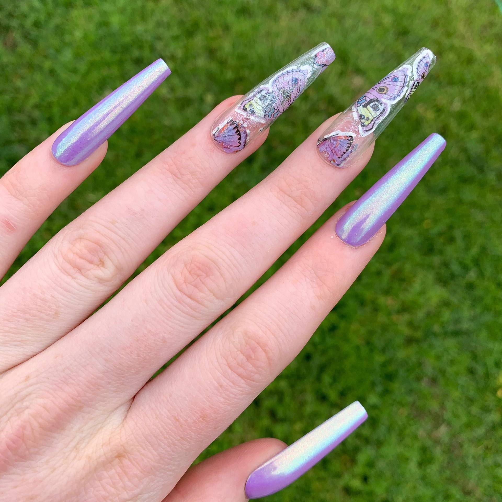 Mariposa Purpledrücken Sie Auf Nägelstick Nägelwiederverwendbare Nägelschmetterling Drücken Nägelchrom Nägellila Nägelfoliennägel von Etsy - NailsbyDeAnza