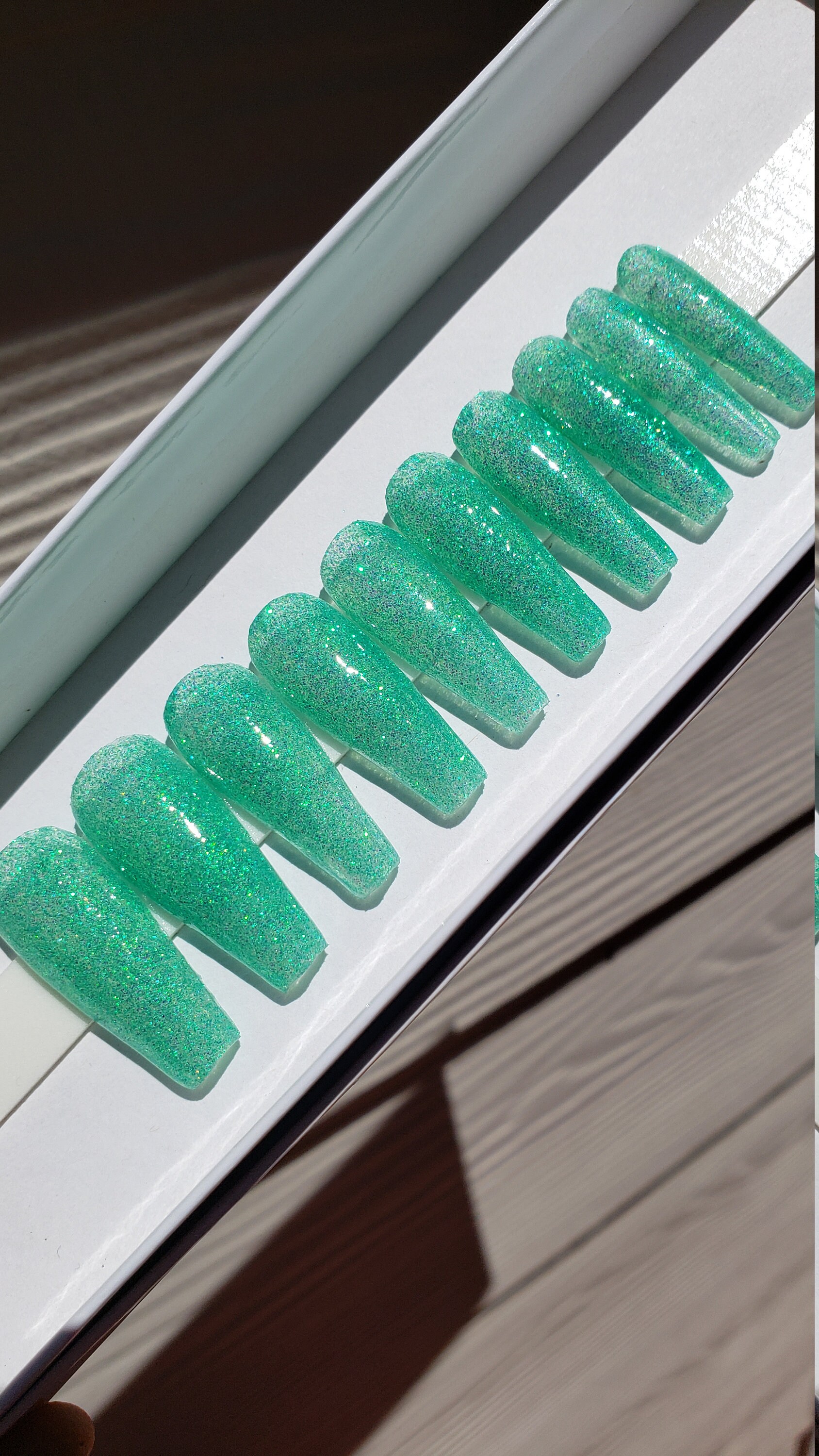 Mermaid Glitter Jellys Sea Green Teal Jelly Langer Sarg Drücken Sie Die Nägel Aus von Etsy - NailsbyMooda