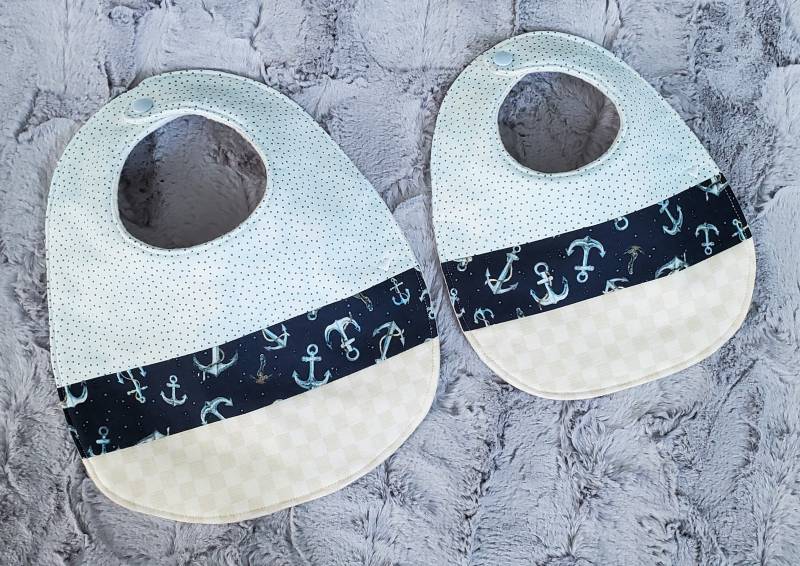 Anker Lätzchen, Aweigh Baby Lätzchen, Kinderlätzchen, Meer Und Sand Alle Baumwoll-Lätzchen, Wendelätzchen, Verstellbare Halsgröße, Blau Beige von Etsy - Nanaloveforbaby