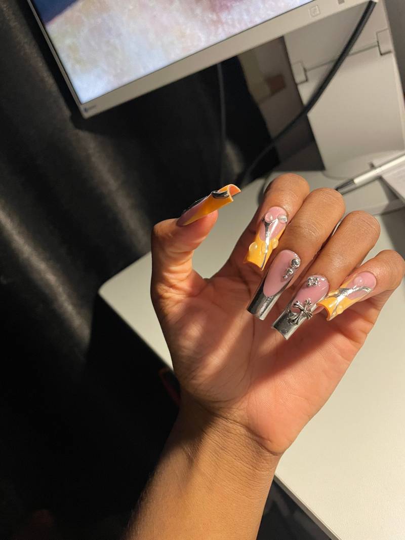 Orange Chrome Nails von Etsy - Nangynails