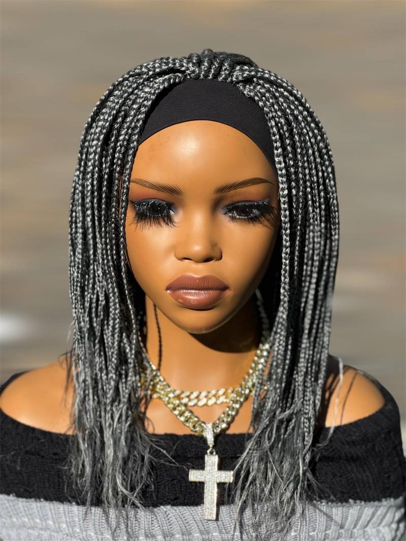 Salz Und Pfeffer Grau Silber Knotenlose African Style Stirnband Box Braids Perücke von Etsy - Naturalgirlworld