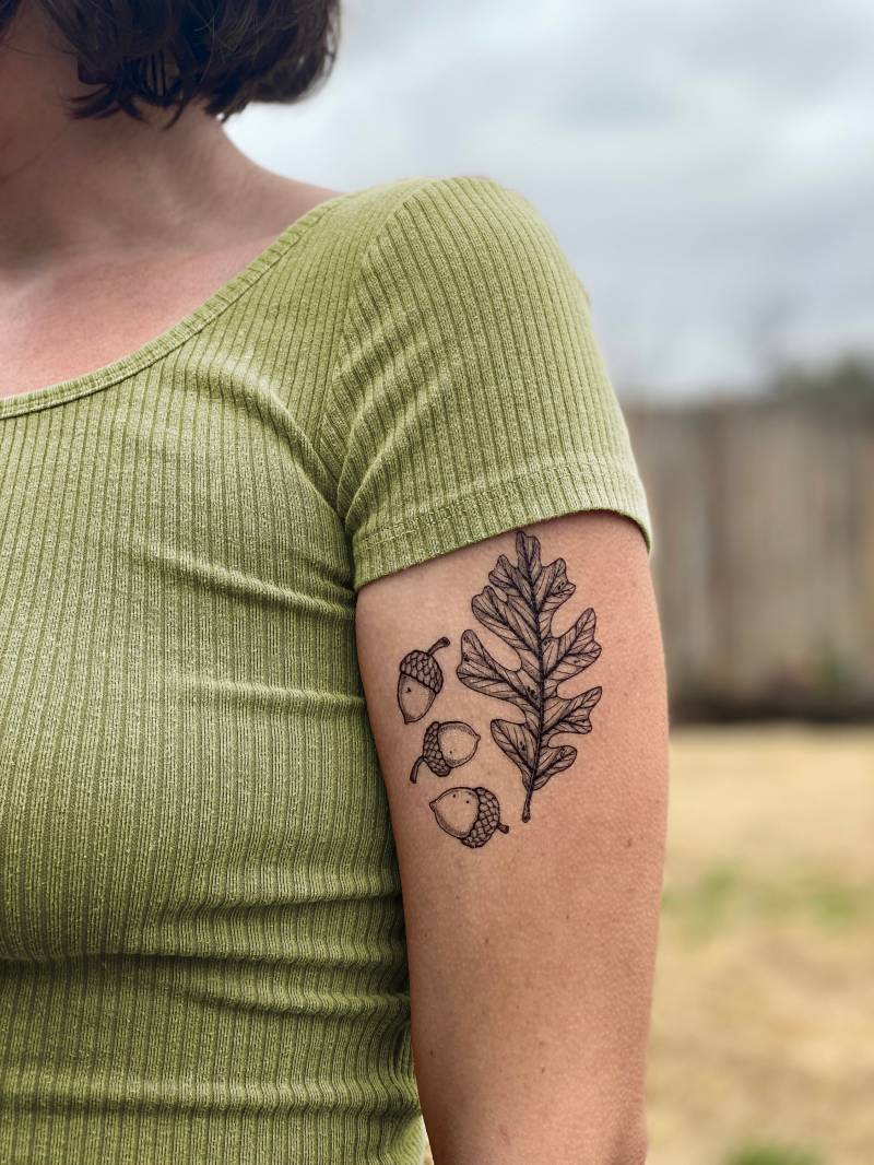 Eichel Und Eichenblätter Temporäre Tattoo, Geschenk Für Naturliebhaber von Etsy - NatureTats