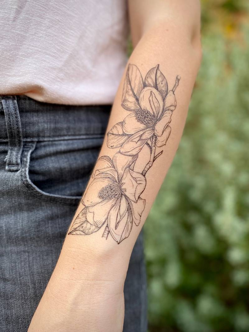 Magnolien Blume Temporäres Tattoo, Geschenk Für Naturliebhaber, Weihnachtsgeschenk von Etsy - NatureTats