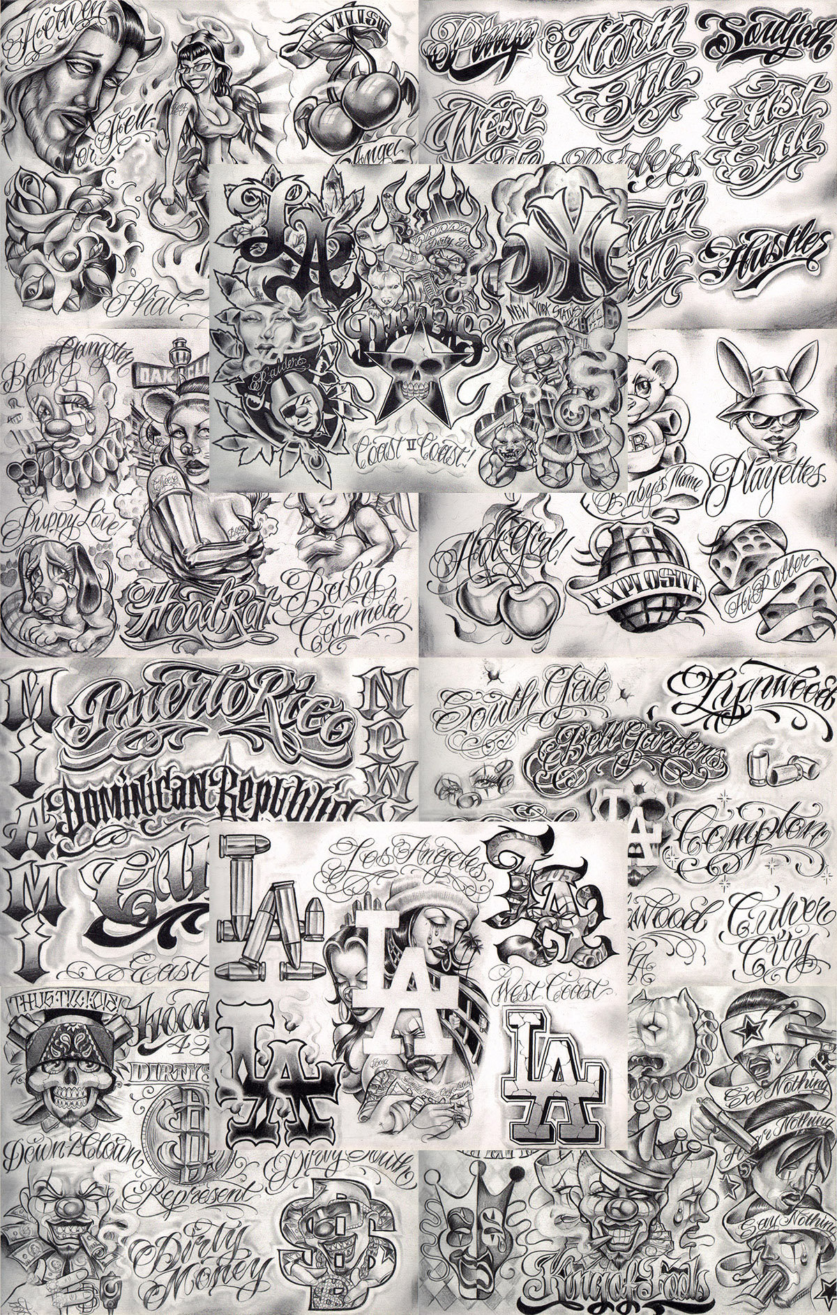 Boog From The Streets With Love Gangsta Style Tattoo Flash 10 Blatt Set 11x14" D, Tolles Shop Investment Für Display, Lowrider Kunstwerk von Etsy - NeedfulThingsByMatt