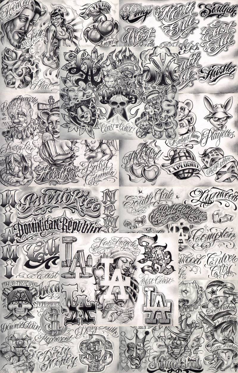 Boog From The Streets With Love Gangsta Style Tattoo Flash 10 Blatt Set 11x14" D, Tolles Shop Investment Für Display, Lowrider Kunstwerk von Etsy - NeedfulThingsByMatt