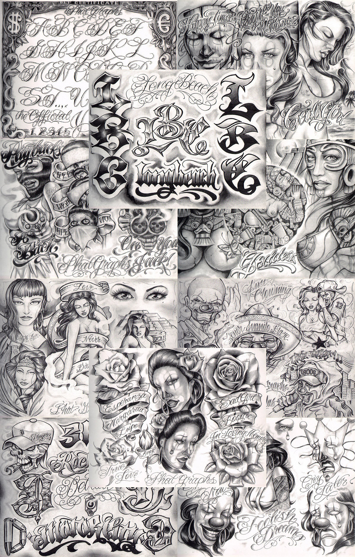 Boog From The Streets With Love Gangsta Style Tattoo Flash 10 Blatt Set 11x14" K, Tolles Shop Investment Für Display, Lowrider Kunstwerk von Etsy - NeedfulThingsByMatt