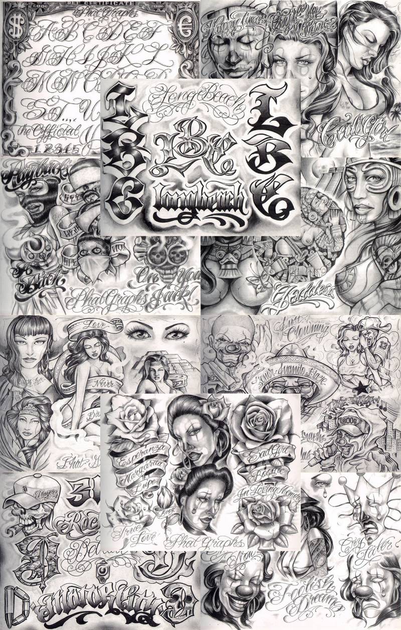 Boog From The Streets With Love Gangsta Style Tattoo Flash 10 Blatt Set 11x14" K, Tolles Shop Investment Für Display, Lowrider Kunstwerk von Etsy - NeedfulThingsByMatt