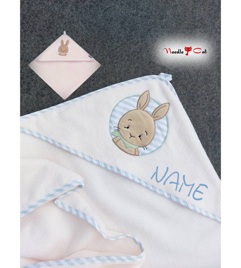 Kapuzenhandtuch Hase Mit Namen Und Optional Datum Bestickt Morgenstern 100x100 cmgeschenk Zur Geburtgeschenk Taufe von Etsy - NeedleCatAtelier