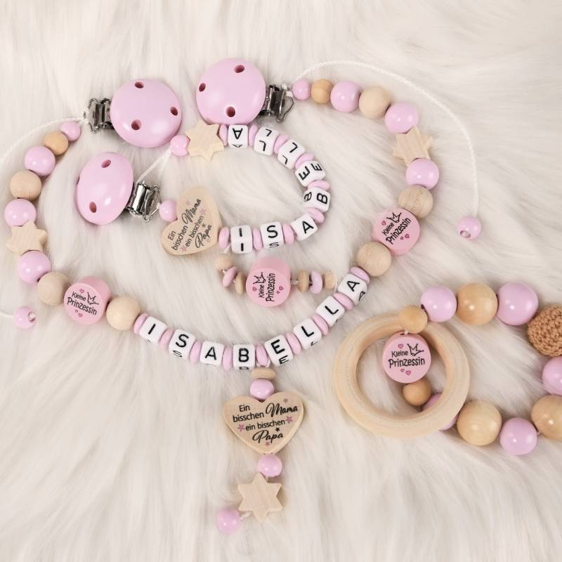 Schnullerkette Mit Namen Set Kinderwagenkette Für Mädchen Rosa S10, Babygeschenk Geburt Taufe von Etsy - NelinoDesign