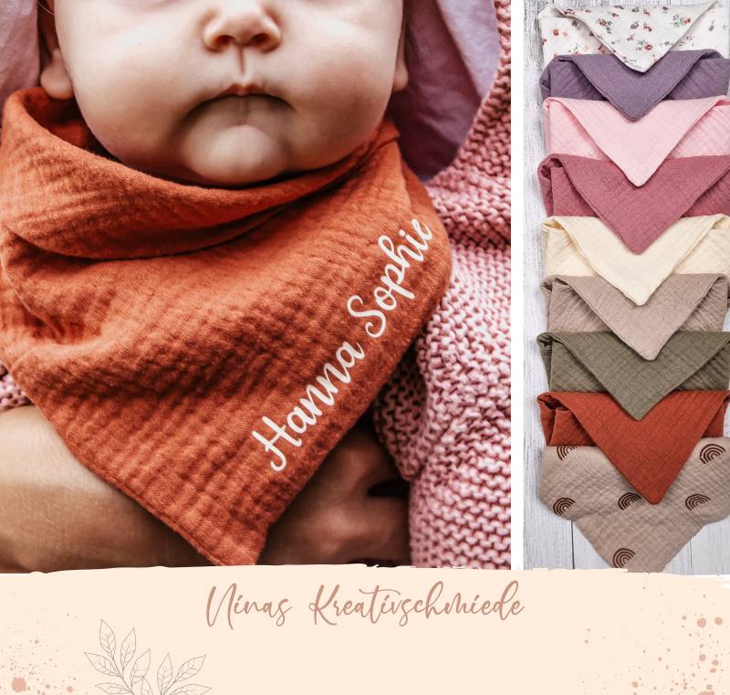 Musselintuch Personalisiert Mit Namen | Halstuch Für Kinder/Baby Spucktuch Dreieckstuch von Etsy - NinasKreativschmiede