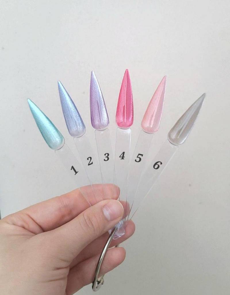 Handmade Pastel Cat Eye Press On Nails Different Options Sheer Colors von Etsy - Notyournails