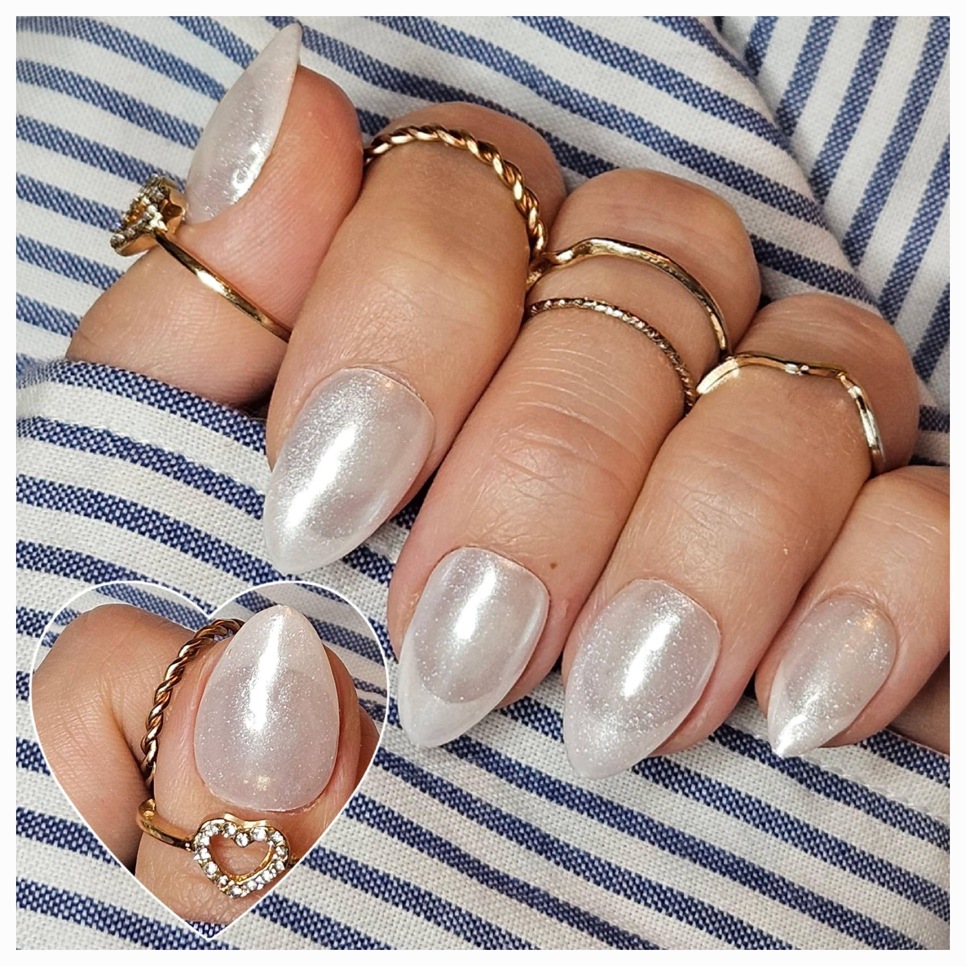 Weiß French Chrome Press On Nails von Etsy - OlisCreativeFactory