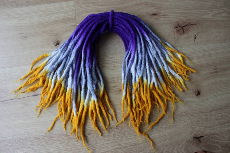 De Lila Zu Gelb Farbverlauf Wolle Dreadlocks Verlängerungen von Etsy - OuterworldHair