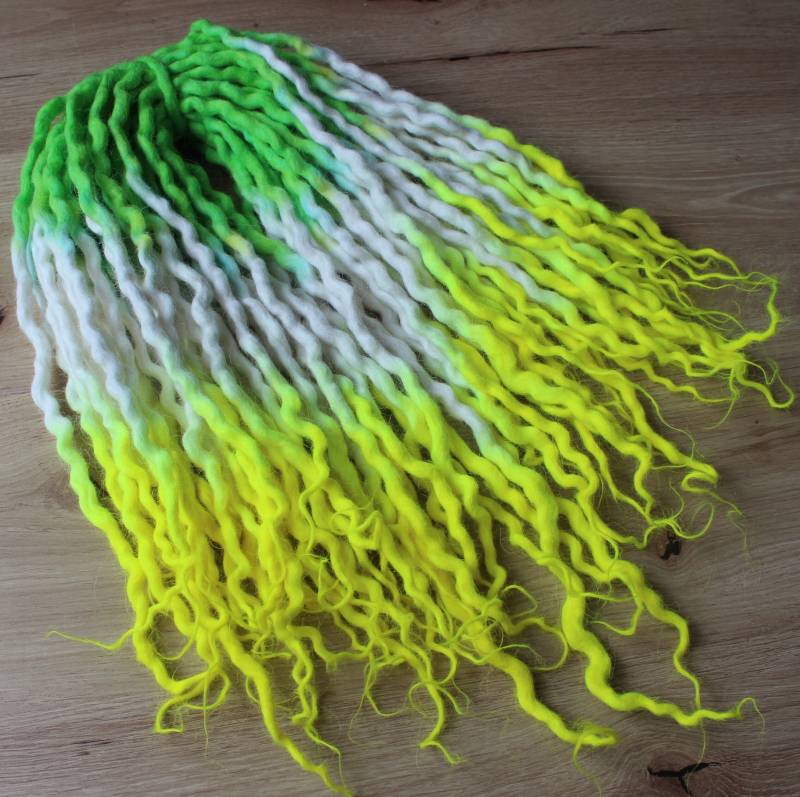 De Neon Grün & Gelb Wolle Dreadlocks Erweiterungen von Etsy - OuterworldHair