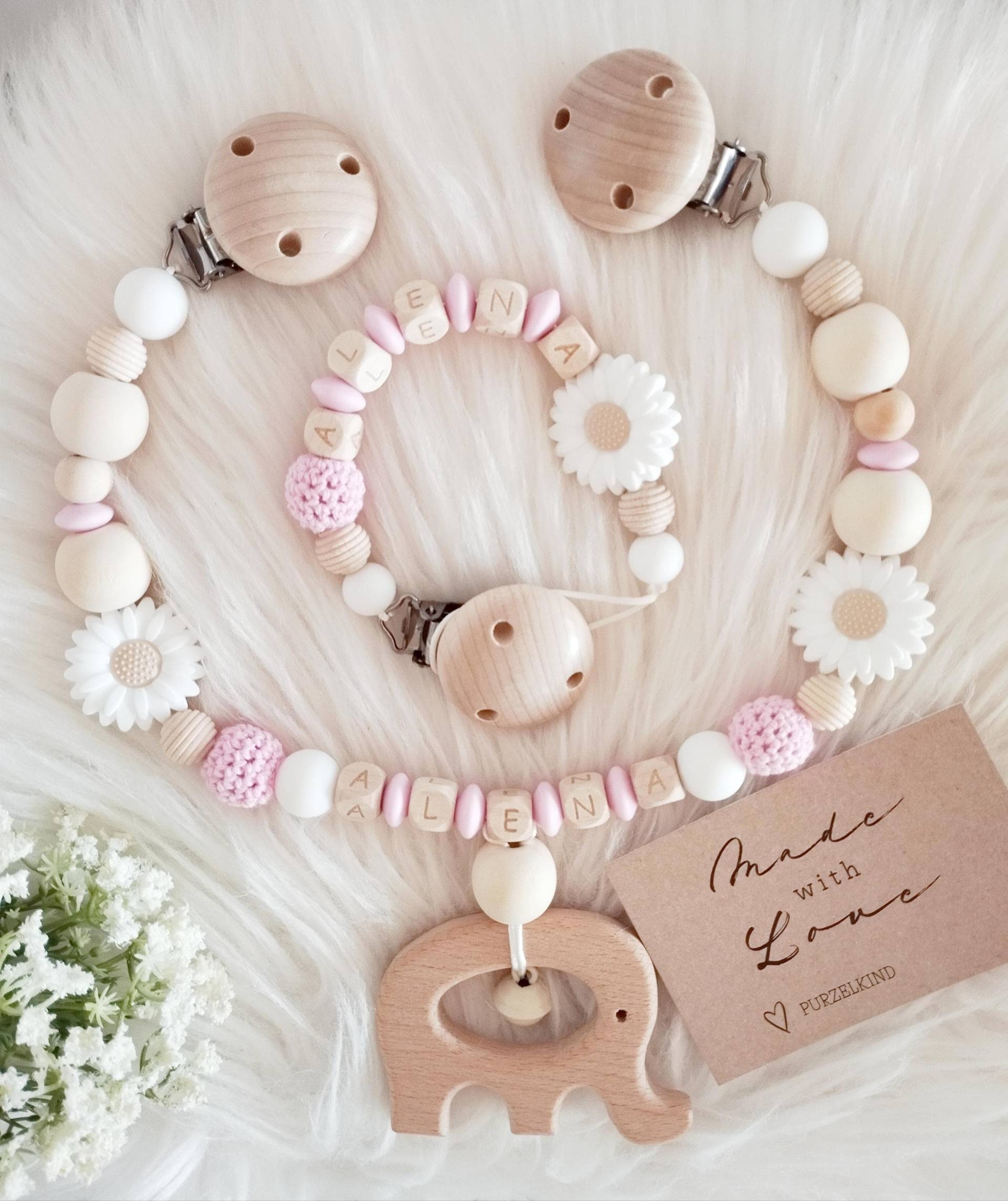 Schnullerkette Kinderwagenkette Set Mädchen Mit Blumen Rosa Und Weiß Personalisiert Für Name, Geschenk Zur Geburt Taufe Schnullerkette Kinderwagenkette Set Mädchen Mit Blumen Rosa Und Weiß Personalisiert Für Name, Geschenk Zur Geburt Taufe von Etsy - PURZELKINDshop