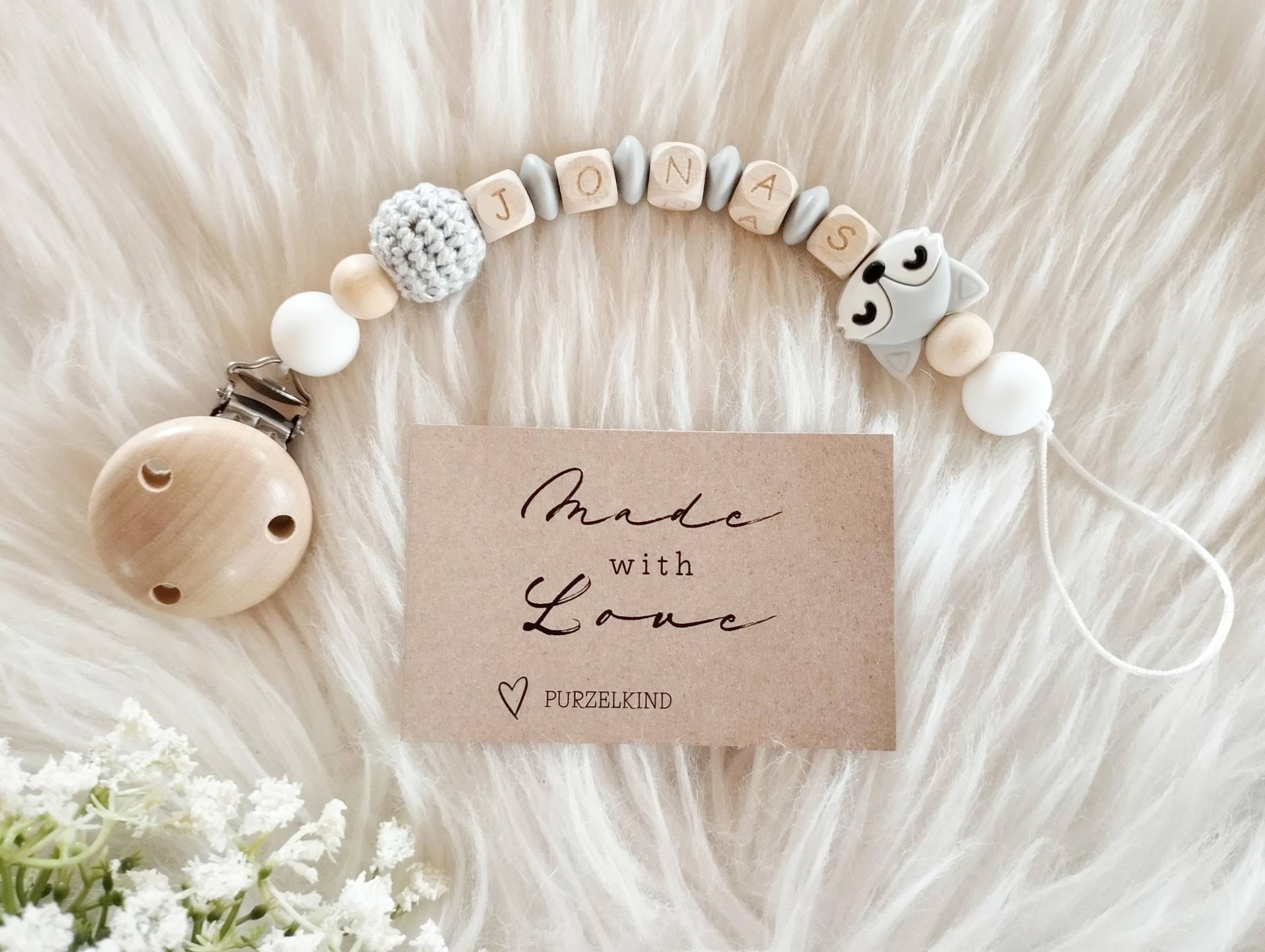 Schnullerkette Mit Name Und Fuchs Grau, Personalisierte Für Jungs Mädchen, Jungs Schnullerkette Mit Name Und Fuchs Grau, Personalisierte Für Jungs Mädchen, Jungs von Etsy - PURZELKINDshop